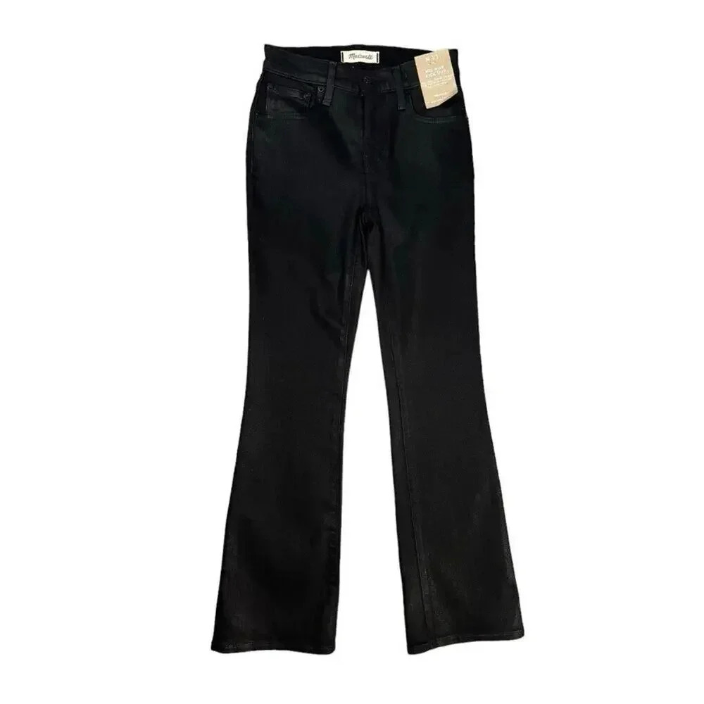 NEW Madewell Size 00 Kick Out Crop‎ Jeans in True Black Wash: Coated Edition NWT